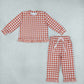 NEW RTS NO MOQ milk silk GLP3672 Baby Girls Orange Checked Top Pockets Ruffle Pant Clothes Set