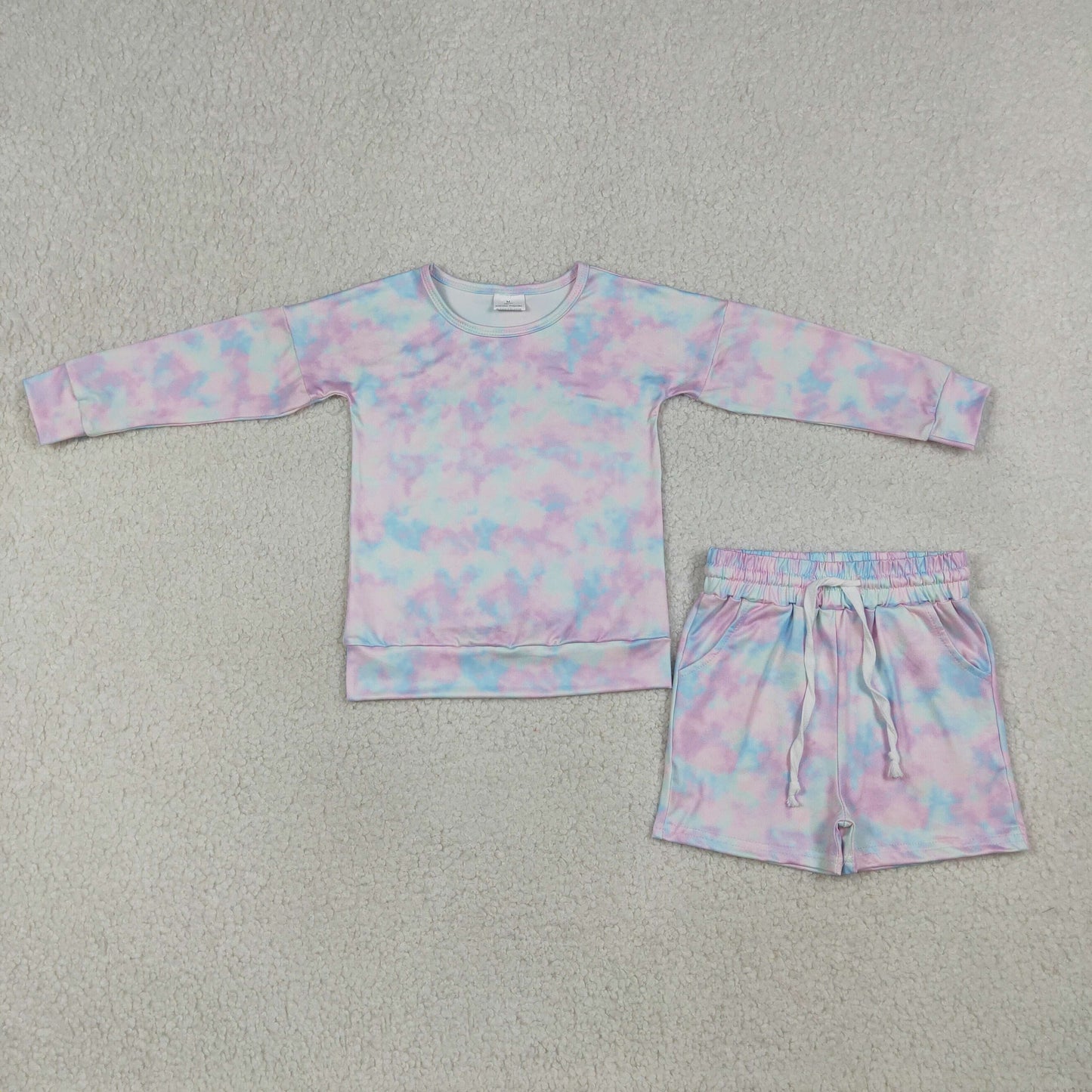 3.31 GLS0094 Baby Girls Colorful Tie-dye Camo Top Pockets Shorts Clothes Sets Regular price$8.00 USD