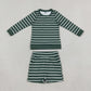 RTS NO MOQ yoga GLS0128 Baby Girls Green Long Sleeve Shirt Top Short Yoga Active Clothes Set