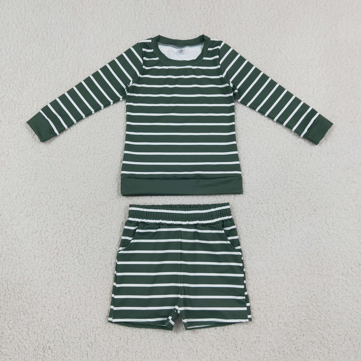 RTS NO MOQ yoga GLS0128 Baby Girls Green Long Sleeve Shirt Top Short Yoga Active Clothes Set
