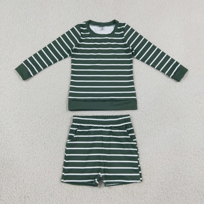 RTS NO MOQ Sibling yoga Baby Girls Long Sleeves Stripe Top Short Yoga Active Clothes Sets