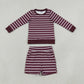 RTS NO MOQ yoga GLS0130 Baby Girls Maroon Long Sleeve Shirt Top Short Yoga Active Clothes Set