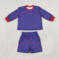 NEW RTS NO MOQ Yoga GLS0157 Baby Girls Red Purple Stripe Shirt Top Short Yoga Active Clothes Set