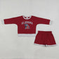 NEW RTS NO MOQ GLS0165 Baby Girls Vinyl Alabama Long Sleeve Top Short Team Clothes Sets