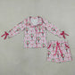 RTS NO MOQ milk silk GLS0173 Baby Girls Bows Soldiers Button Top Pocket Short Christmas Pajamas Sets