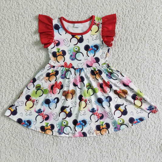 Colorful Mickey Flying Sleeve Skirt