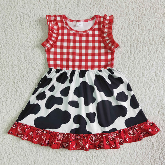 Cow pattern plaid skirt