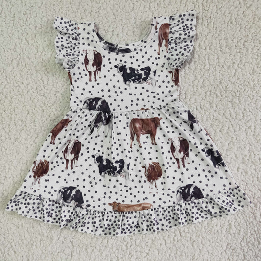 Cartoon cow head polka dot skirt