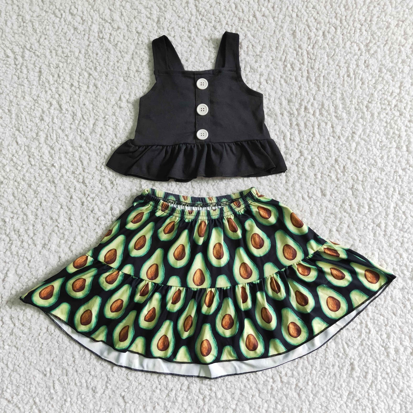 Short sleeve avocado skirt suit