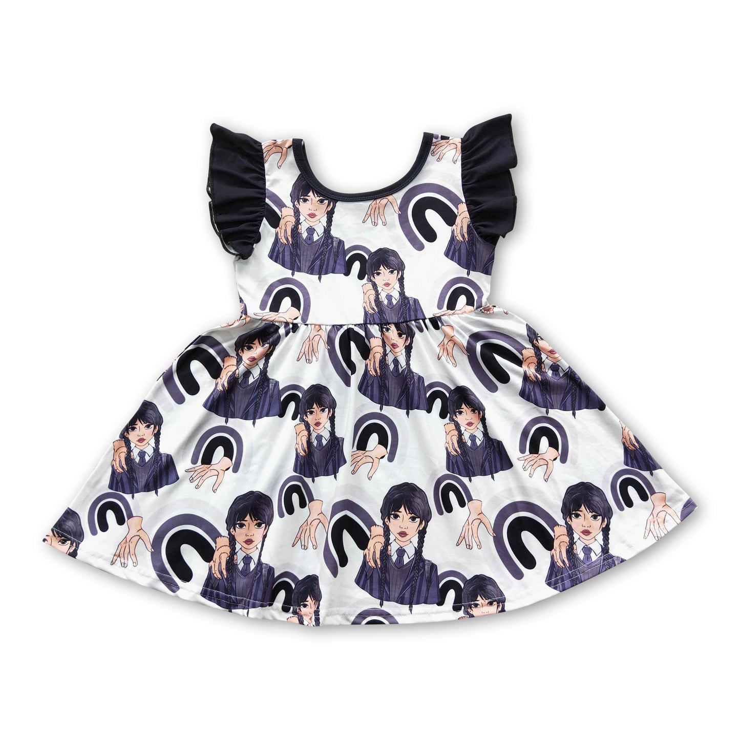 4.24GSD0326 Girls cartoon black dress
