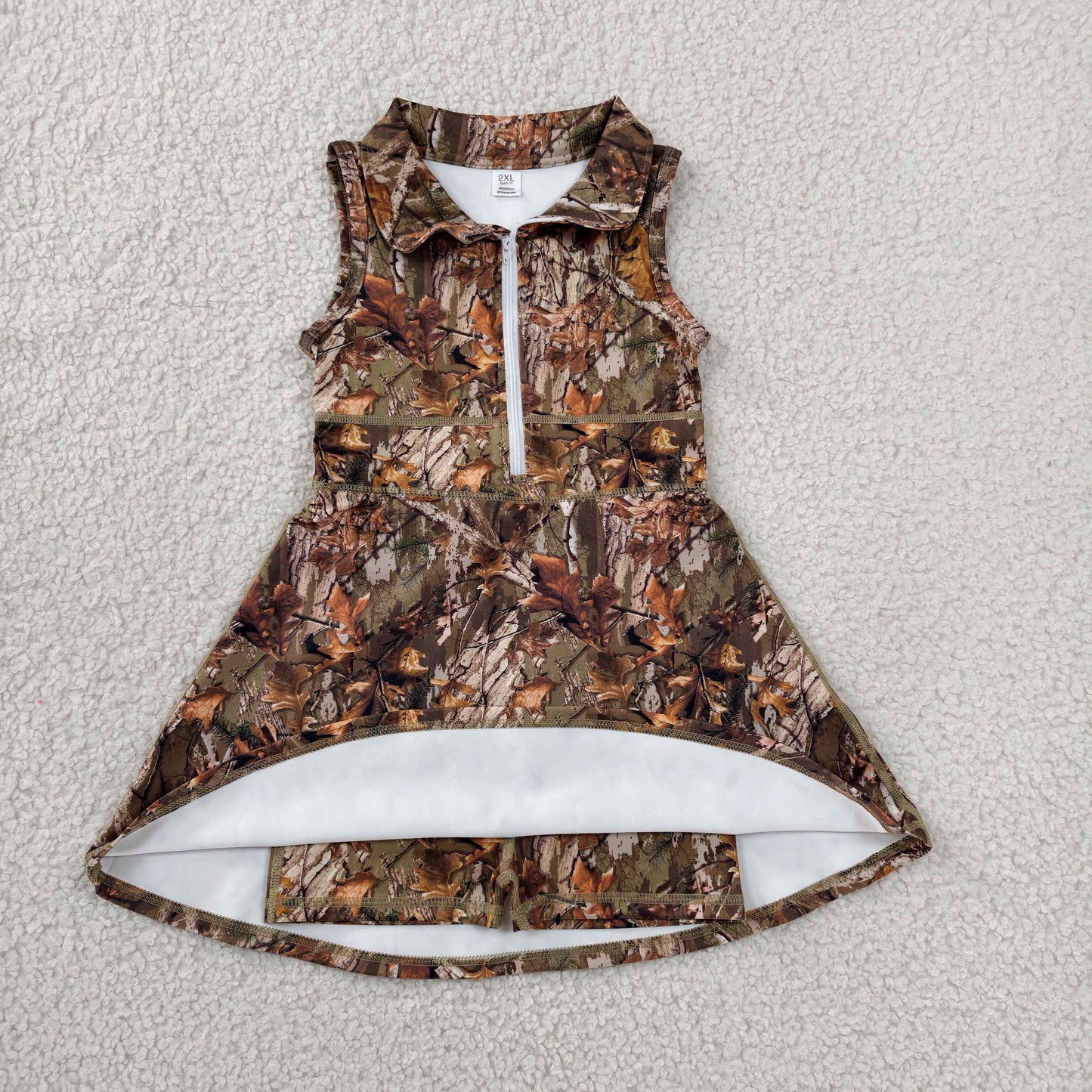 Baby Girls Sleeveless Leaves Camo Yoga Active Short Knee Length Dresses