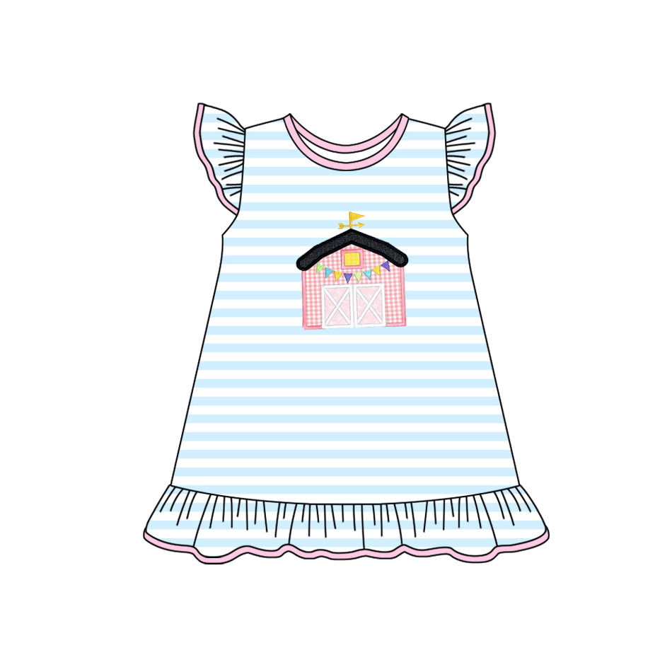 GSD194 cartoon house flying sleeve dress