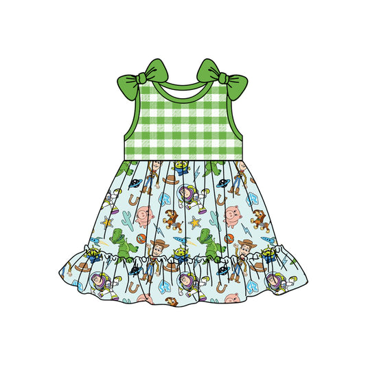 3.1GSD2107 Girls Green Cartoon Dress