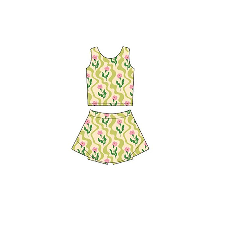 3.1GSD2119 Yellow Flower Yoga Suit Two-piece Set