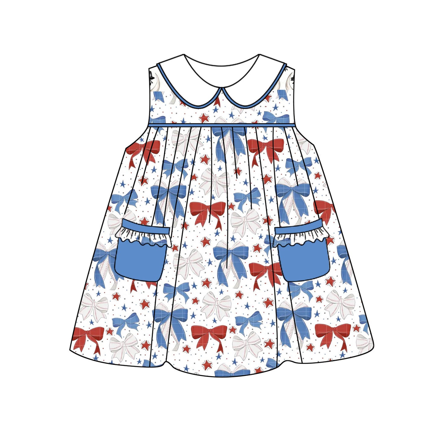 3.12GSD2148 Blue Pocket Bow Dress