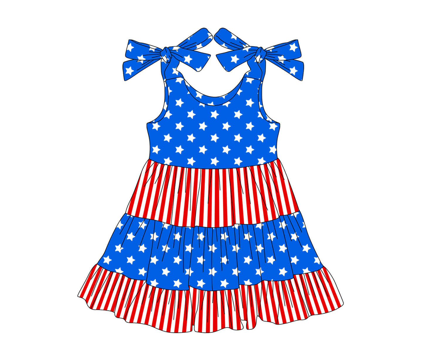 3.14GSD2185 National Day Star Suspender Dress