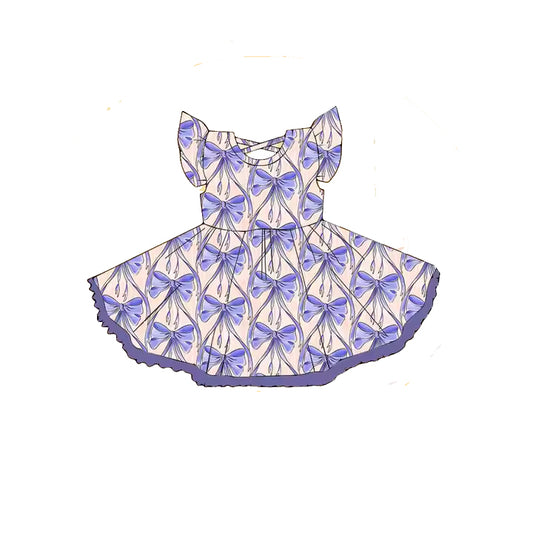 3.6GSD2205 Purple Bow Flying Sleeve Dress