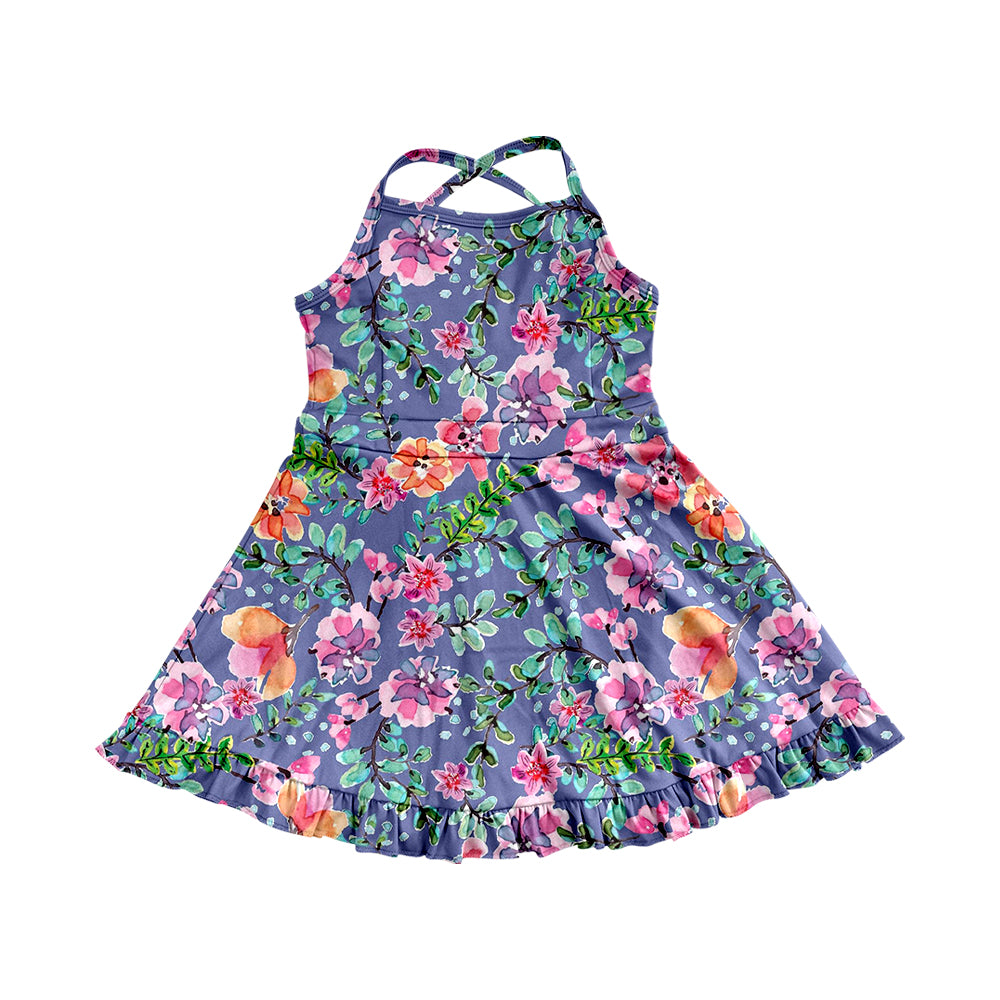 3.21GSD2279 Dark Flower Strap Yoga Suit
