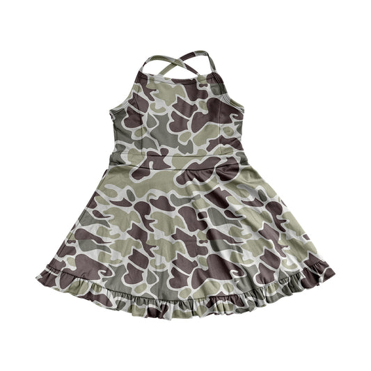 3.22GSD2312Camo straps ruffle kids girls athletic dresses