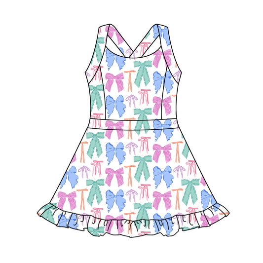 3.25GSD2340 Colorful Bowknot Suspender Yoga Wear Dress