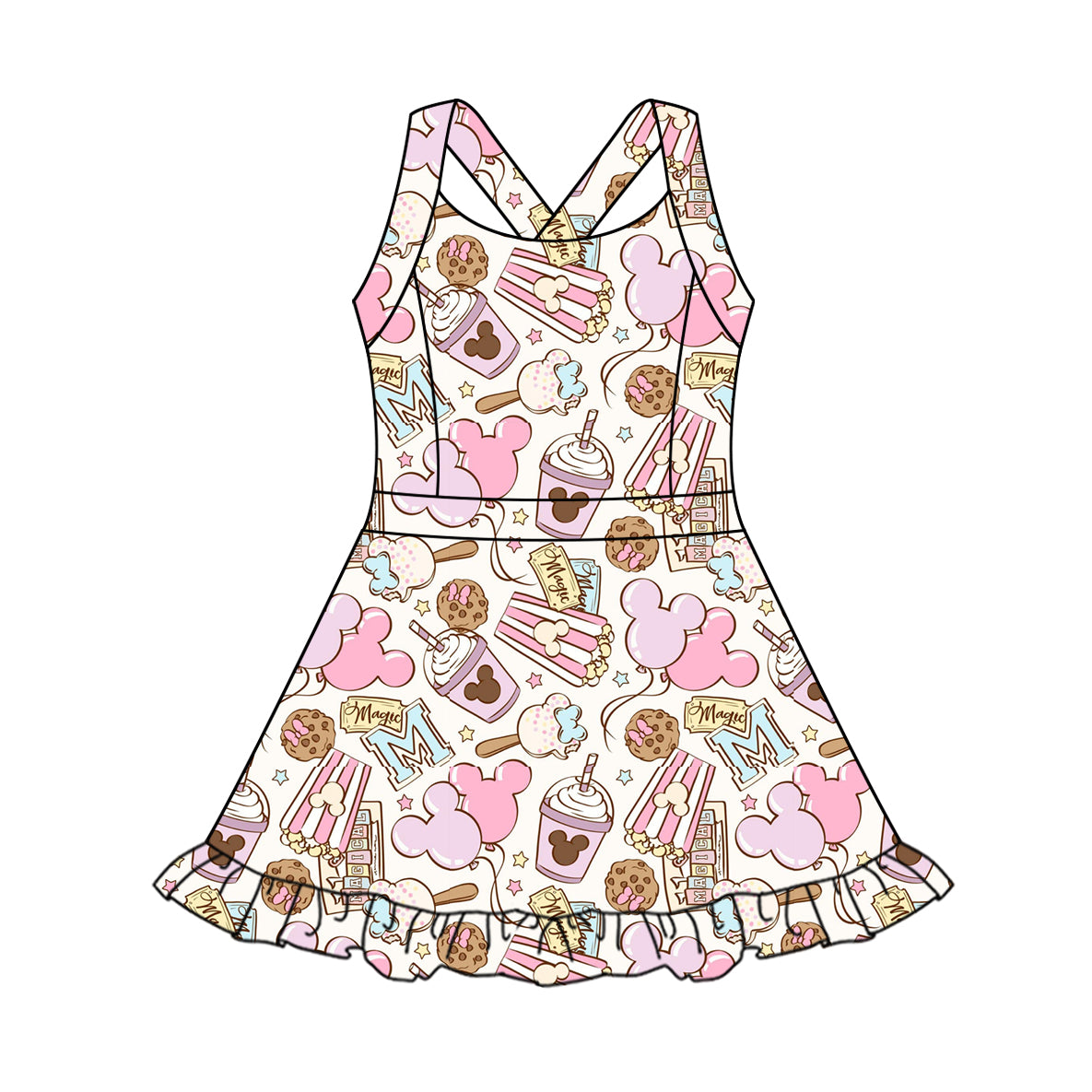 3.25GSD234 French Fries Biscuits Suspender Yoga Wear Dress