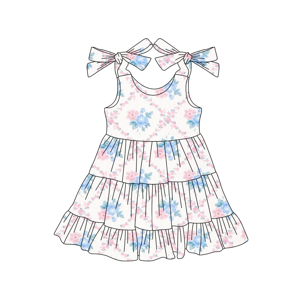 3.27GSD2401 Strapless Bow Flower Dress