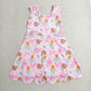 GSD2489 Baby Girls Pink Pumpkins Yoga Active Short Scallop Knee Length Dresses