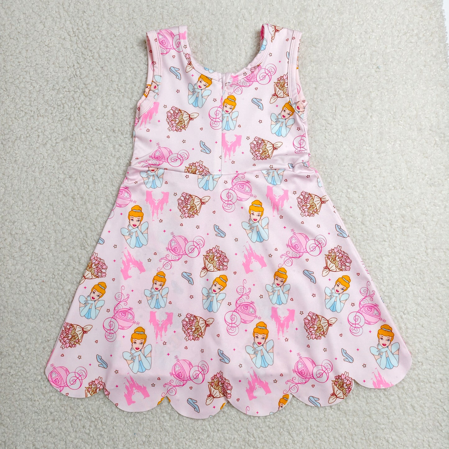 GSD2489 Baby Girls Pink Pumpkins Yoga Active Short Scallop Knee Length Dresses