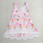 GSD2489 Baby Girls Pink Pumpkins Yoga Active Short Scallop Knee Length Dresses