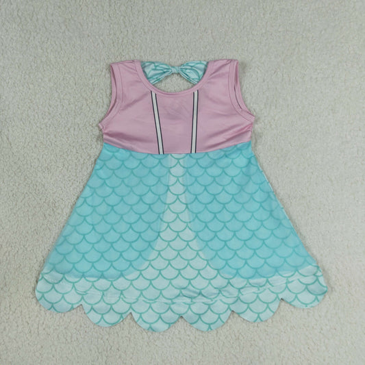 RTS NO MOQ milk silk GSD2516  Baby Girls Cute Blue Lavender Sleeveless Summer Dress