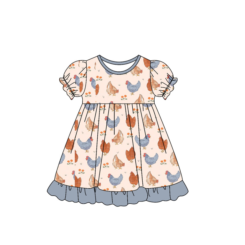 4.25 GSD2543 Short-sleeved cartoon chicken dress