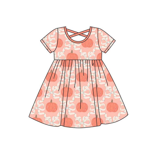 4.25GSD2544 Pumpkin Bow Short Sleeve Dress