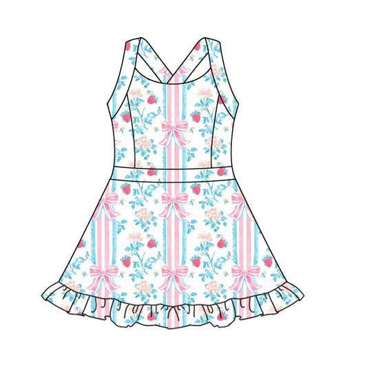 5.10 GSD2563 Blue striped floral yoga dress