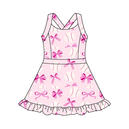 5.10 GSD2567 Pink Baseball Bow Yoga Dress