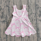 GSD2572Baby Girls Pink Bows Floral Activity Wear Yoga Short Skort Knee Length Dresses Preorder