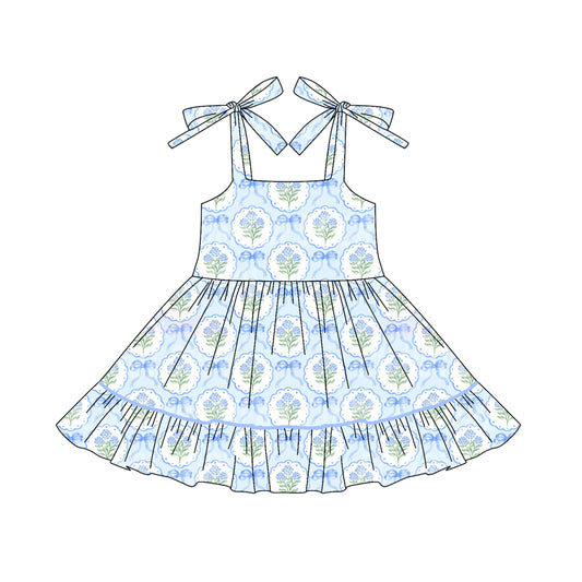 5.22 GSD25890 Strapless Girls Blue Flower Dress