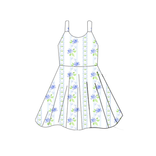 5.27GSD2601 Purple Flower Suspender Dress