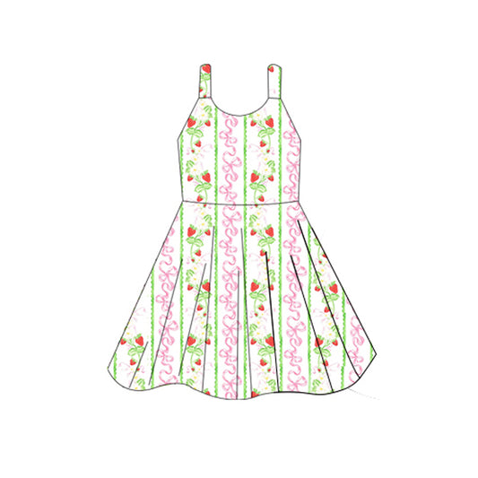 5.27GSD2604 Strawberry Green Bowknot Suspender Dress