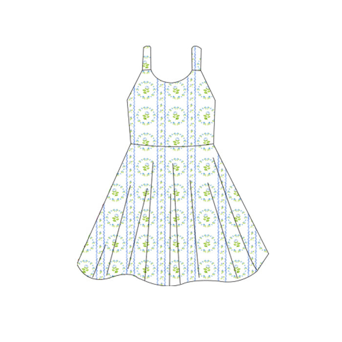 5.27GSD2605 Green leaf suspender dress