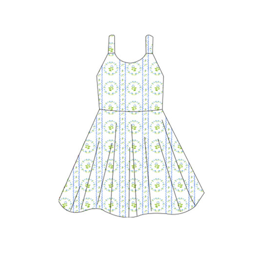 5.27GSD2605 Green leaf suspender dress