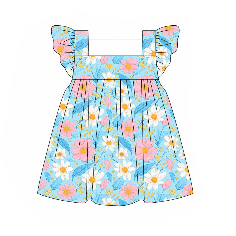 5.27GSD2609 Colorful Flower Flying Sleeve Dress