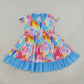 NEW RTS NO MOQ milk silk GSD2610 Baby Girls Cute Short Sleeve Watercolor Camo Print Ruffle Trim Pocket Knee Length Dress