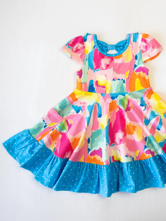 5.27GSD2610 Tie-dye girl blue dress