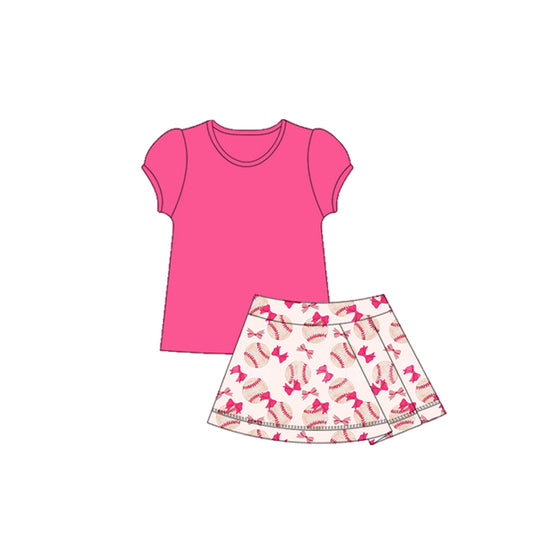 5.27GSD2621 Baseball Watermelon Red Bow Yoga Set