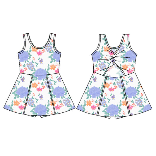 5.27GSD2626 Purple Flower Sleeveless Yoga Dress