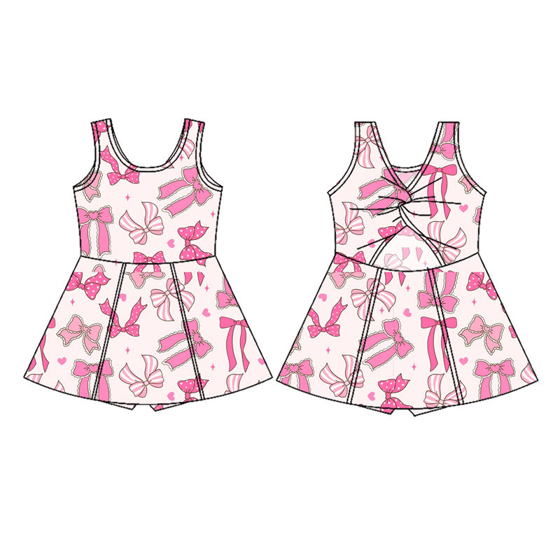 5.27GSD2628 Pink Bow Sleeveless Yoga Dress