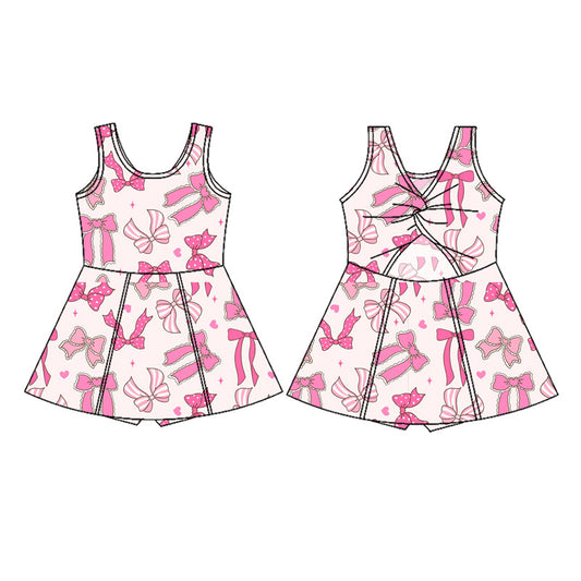 5.27GSD2628 Pink Bow Sleeveless Yoga Dress