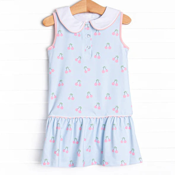 5.28GSD2634 Cherry blue short-sleeved dress