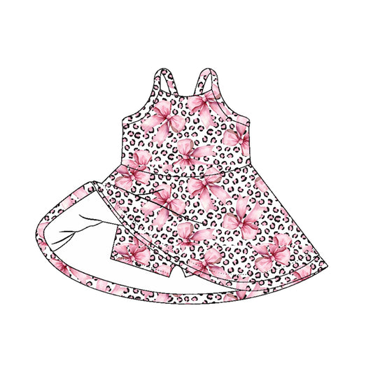 5.30 GSD2648 Pink leopard print flower sling yoga dress