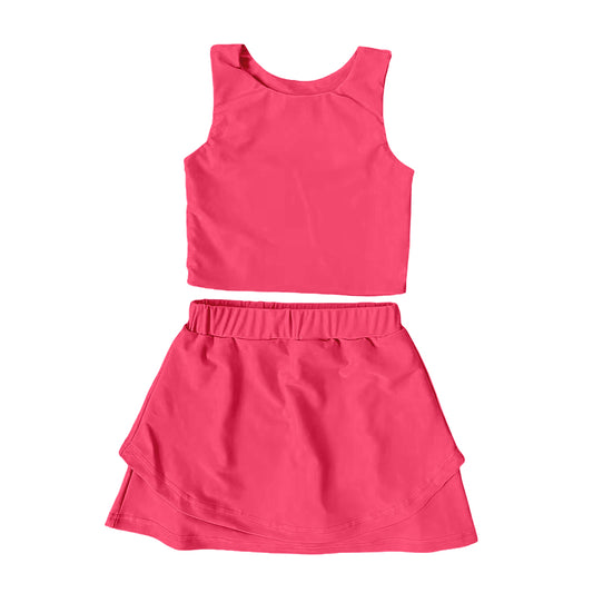 6.2GSD2657 Rose Red Girls Yoga Solid Color Suit